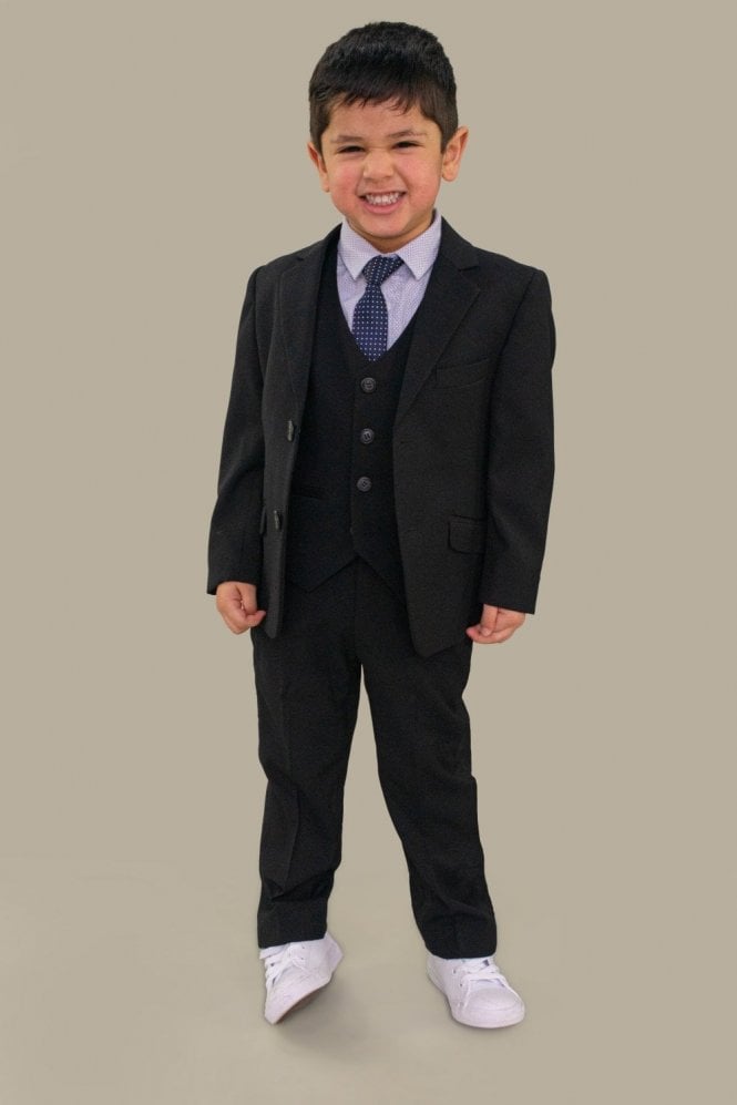 Cruz Boys: Plain Black 3-pc Suit