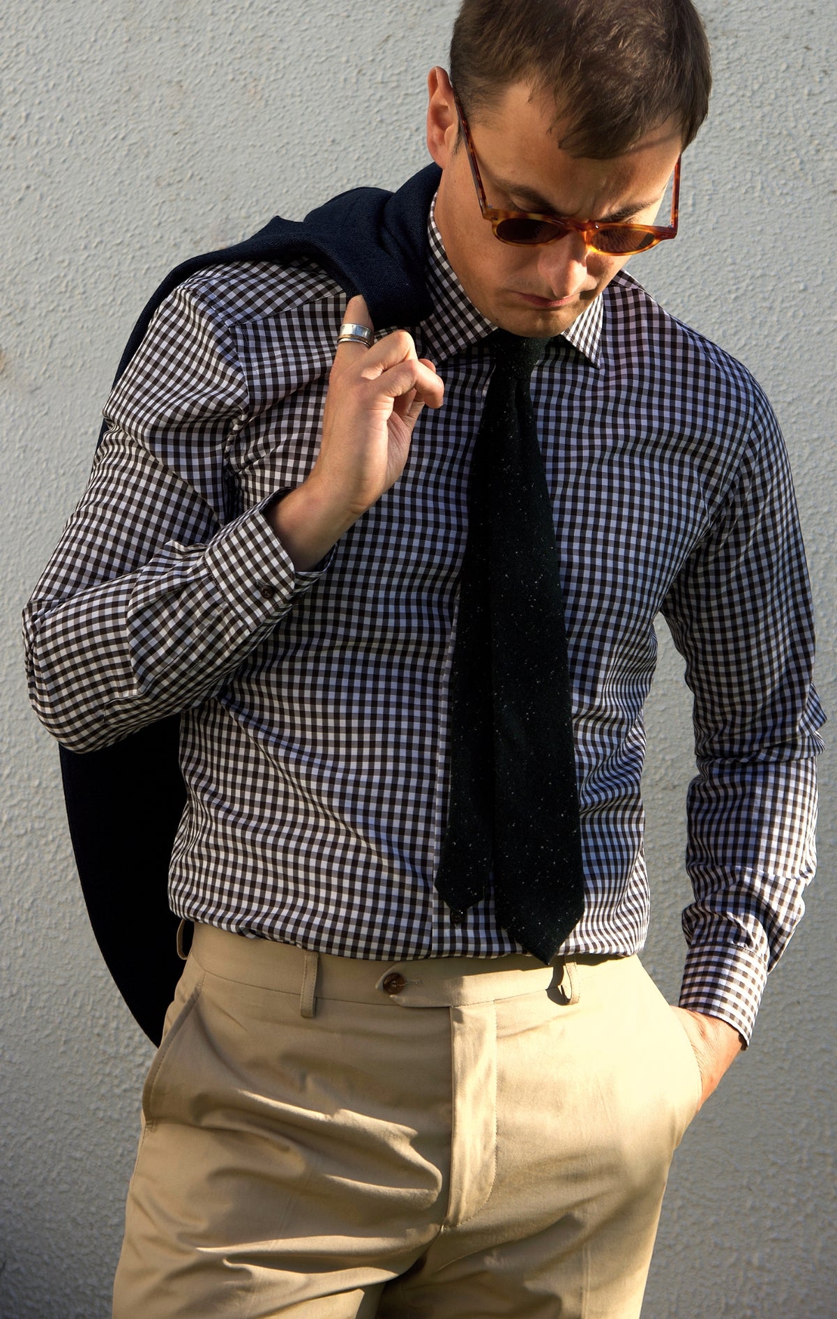 Gingham: Brown Slim Fit Shirt
