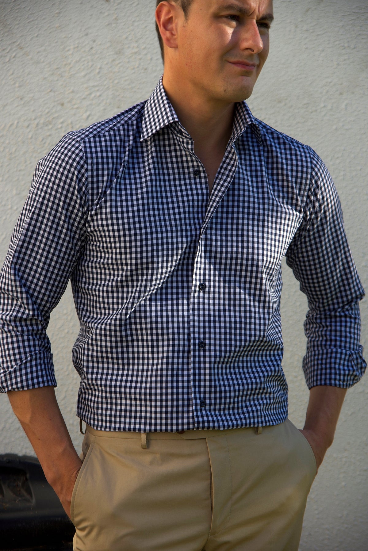 Gingham: Navy Slim Fit Shirt