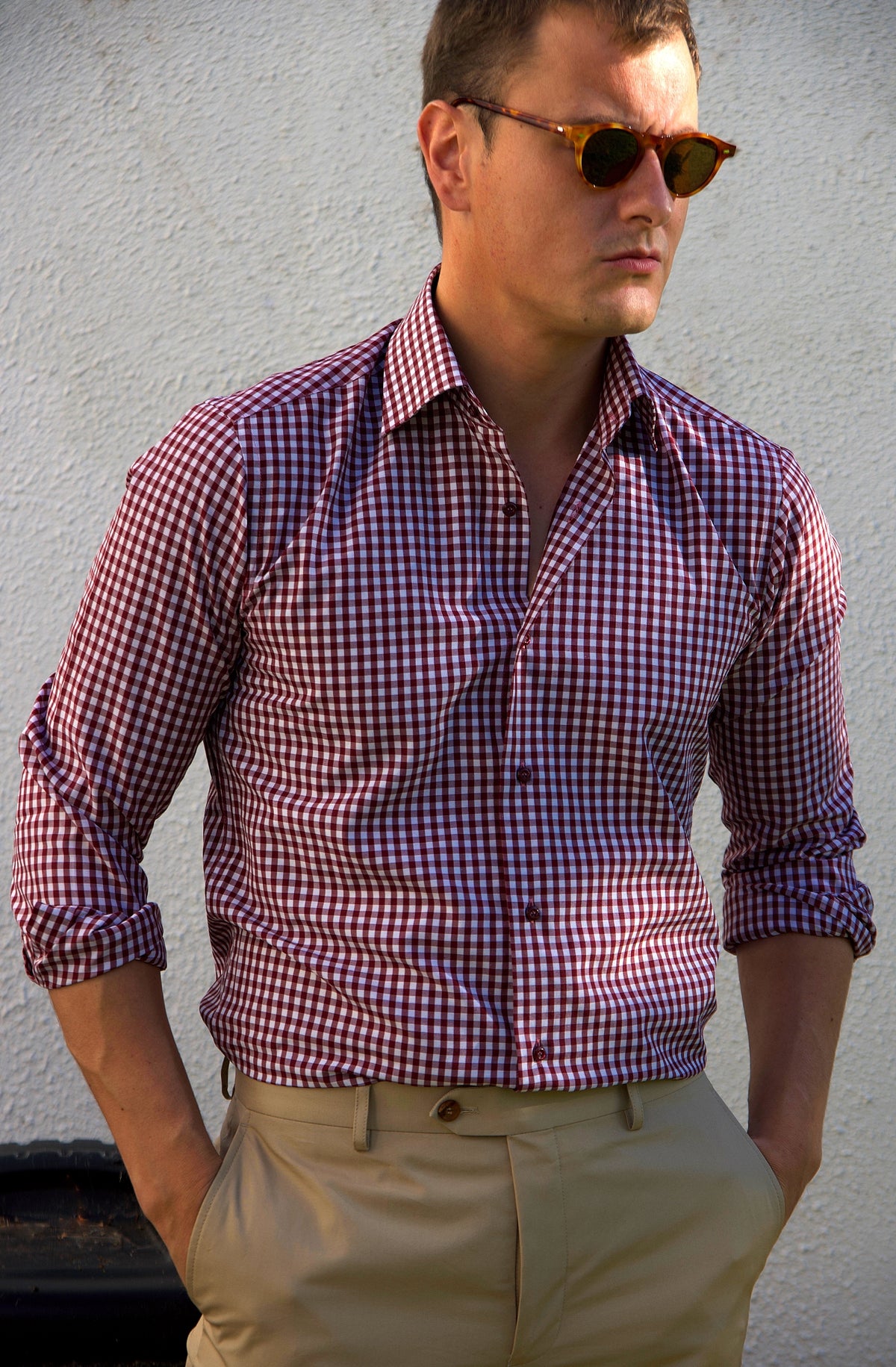 Gingham: Wine Slim Fit Shirt