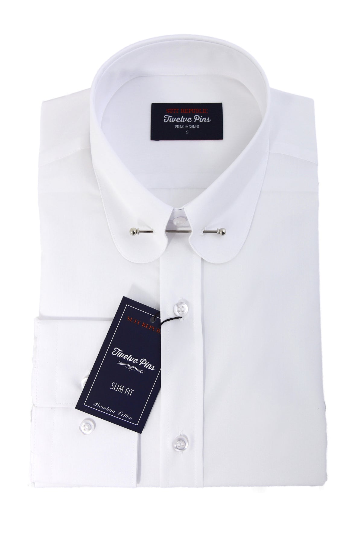 Chorr: White Penny Collar Slim Fit Shirt