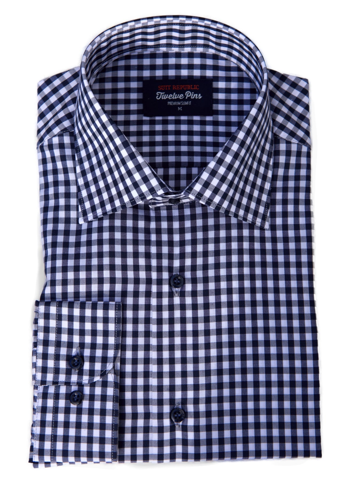 Gingham: Navy Slim Fit Shirt