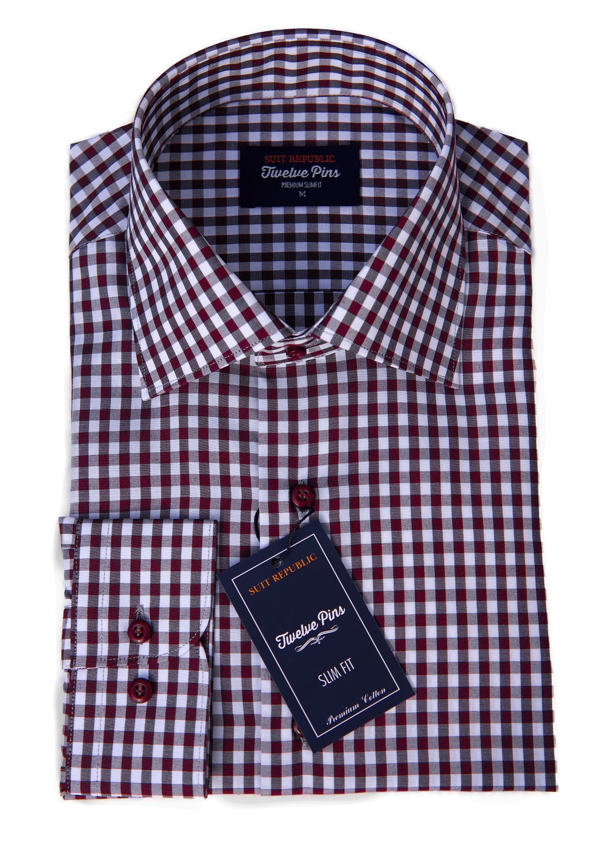 Gingham: Wine Slim Fit Shirt