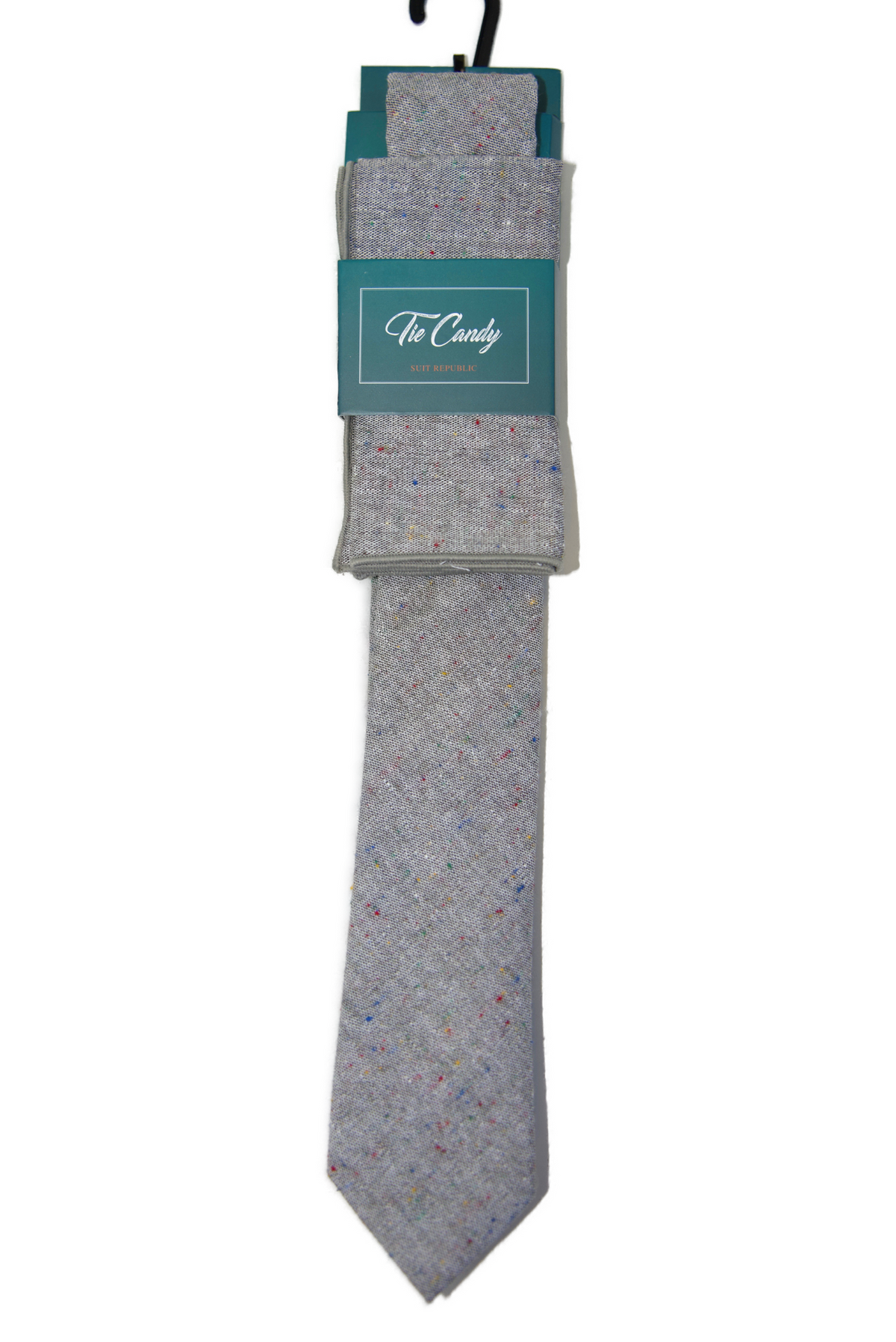 Grey Linen Tie & Pocket Square Set