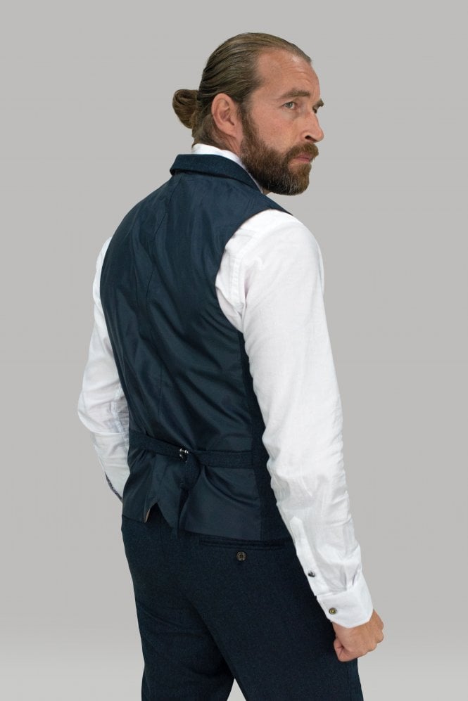 Martez: Navy Tweed Waistcoat