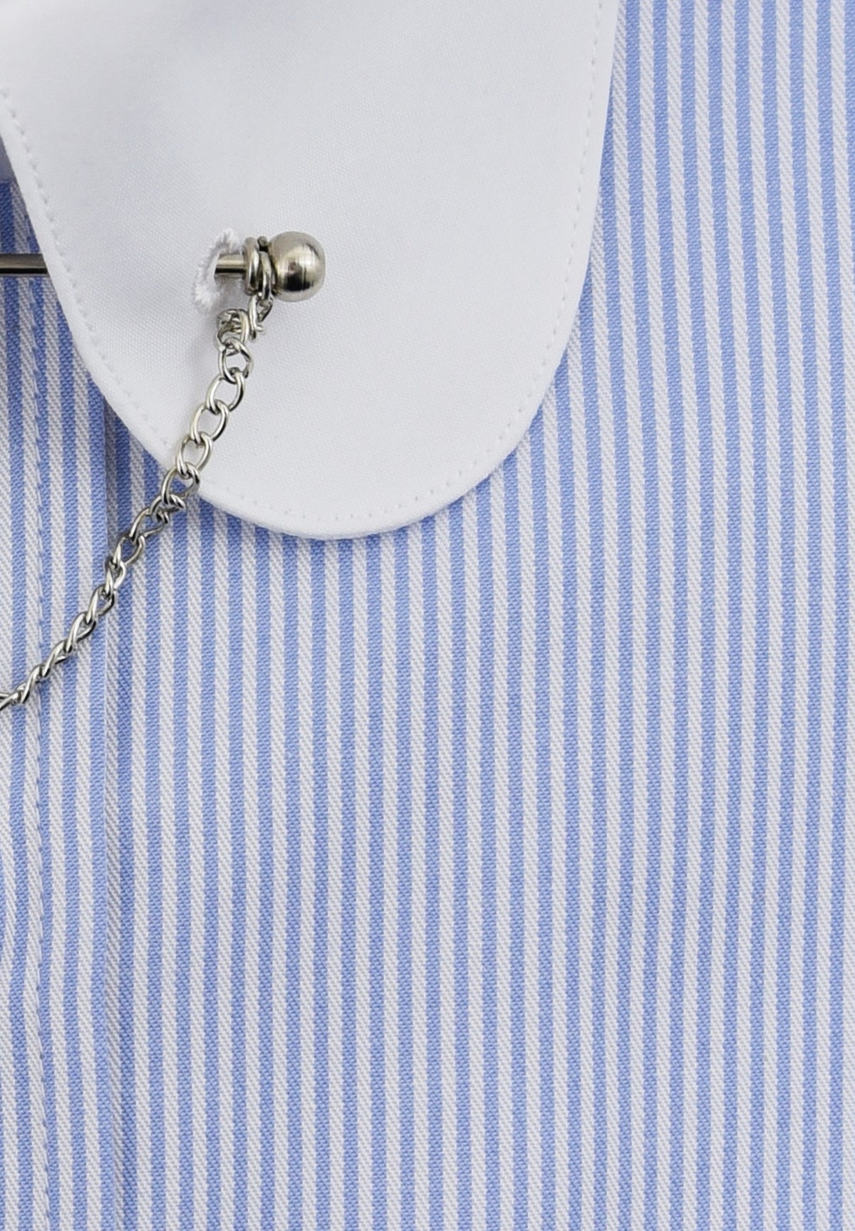 Muckana: Blue & White Penny Collar Slim Fit Shirt