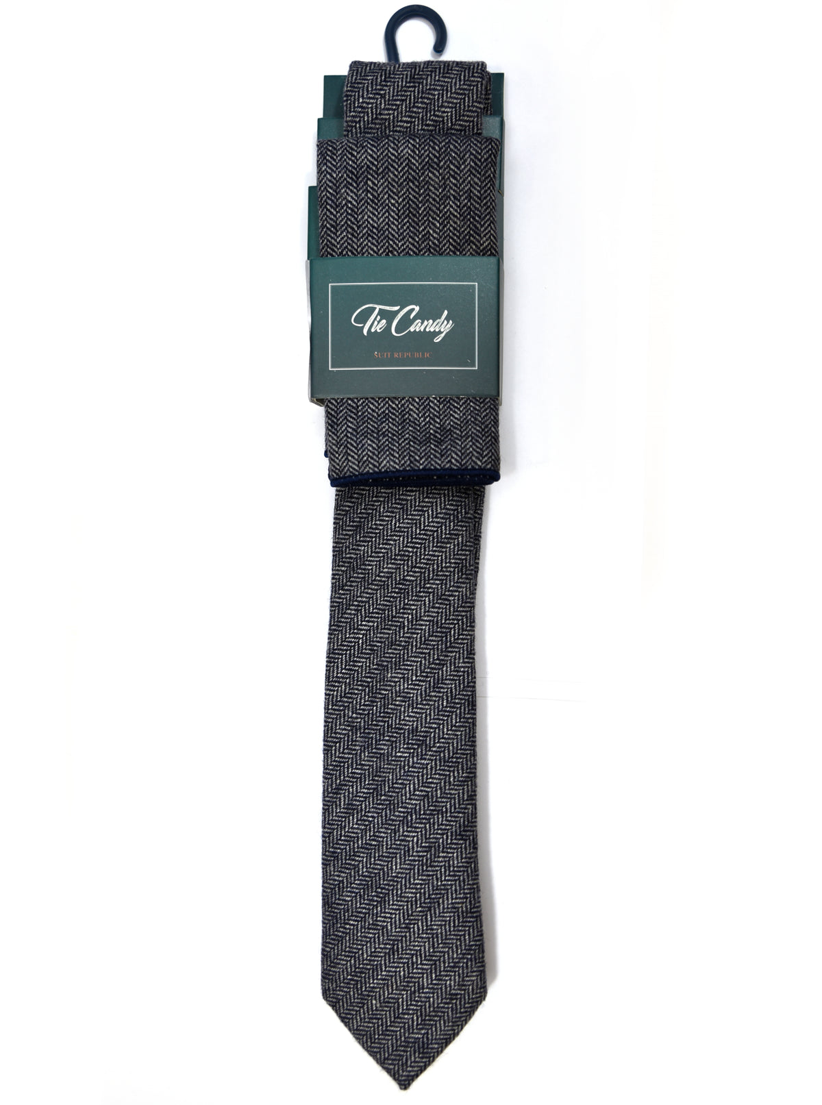 Navy Tweed Tie & Pocket Square Set