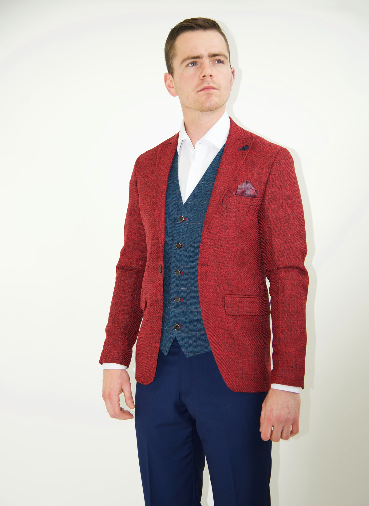 Alpha: Navy Check Tweed Waistcoat
