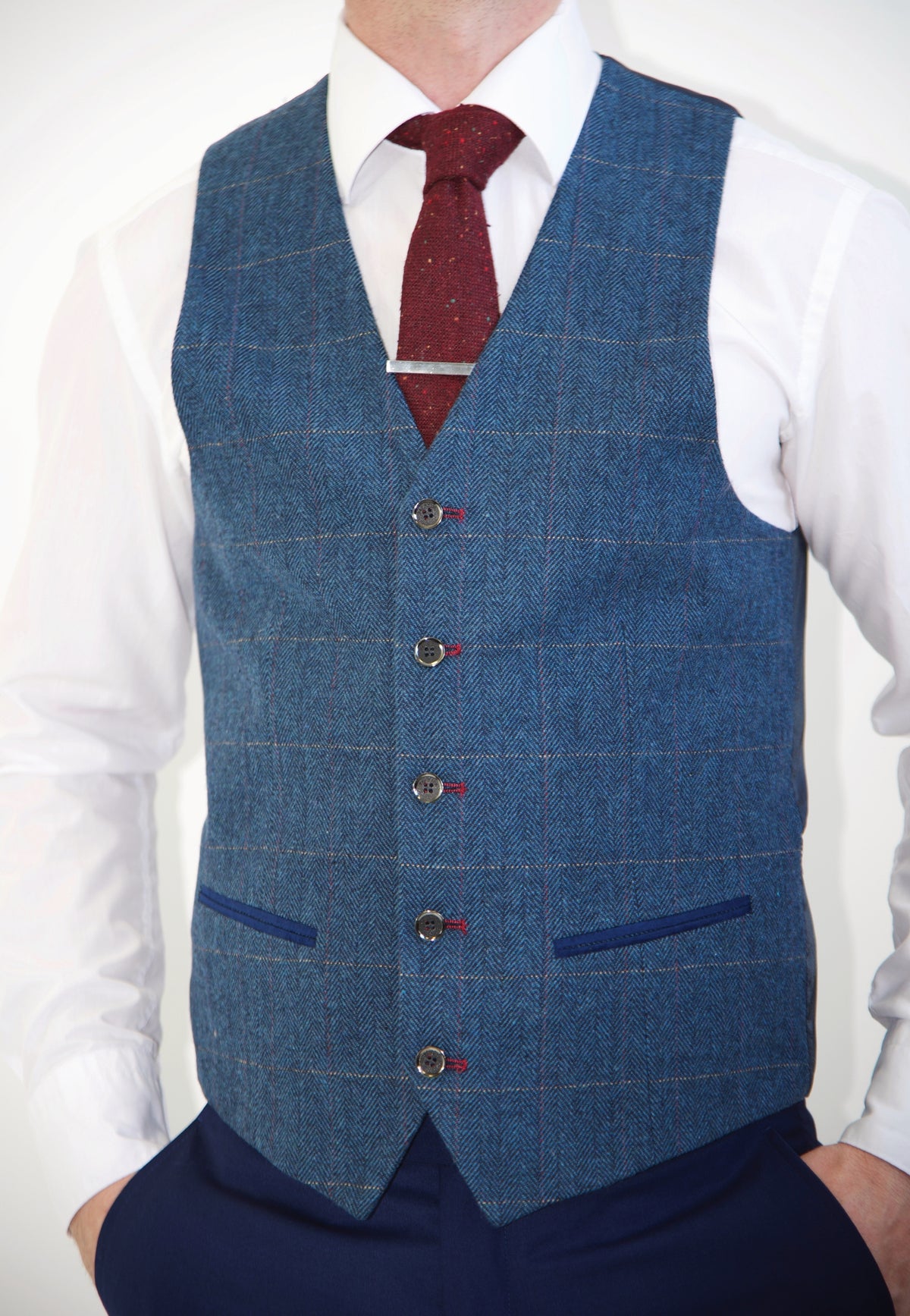 Alpha: Navy Check Tweed Waistcoat