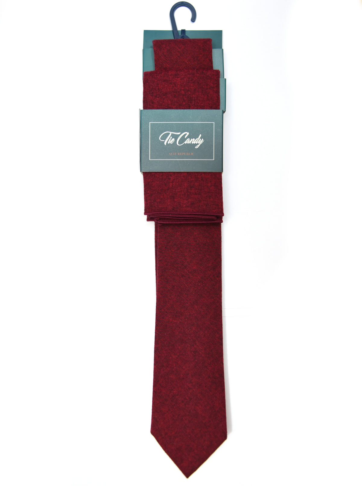 Boys Wine Cotton Tie & Pocket Square Set